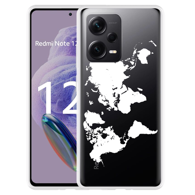 Cazy Hoesje geschikt voor Xiaomi Redmi Note 12 Pro+ 5G World Map