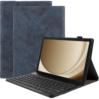 Cazy Hoes met Toetsenbord geschikt voor Samsung Galaxy Tab A9+ - Qwerty indeling - Vintage Blauw