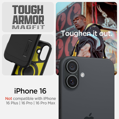 Spigen Hoesje geschikt voor iPhone 16 - Tough Armor MagFit - Zwart