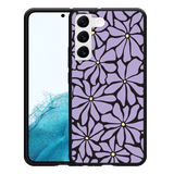 Hoesje Zwart geschikt voor Samsung Galaxy S22 Abstracte Paarse Bloemen
