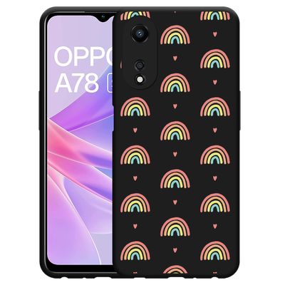 Cazy Hoesje Zwart geschikt voor Oppo A78 5G Regenboog Patroon