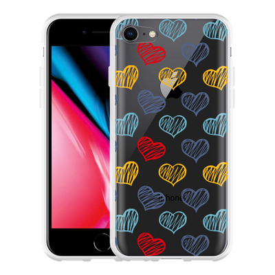 Cazy Hoesje geschikt voor iPhone 8 - Doodle hearts