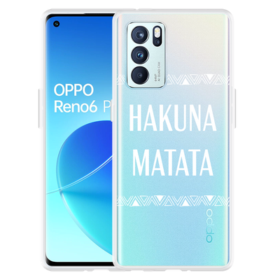 Cazy Hoesje geschikt voor Oppo Reno6 Pro 5G - Hakuna Matata white
