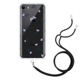 Hoesje met Koord geschikt voor iPhone SE 2020 - Paarse Bloemen