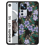 Hoesje Zwart geschikt voor Xiaomi 12T/12T Pro - Purple Flowers