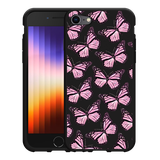 Hoesje Zwart geschikt voor iPhone 7/8 - Roze Vlinders