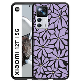 Hoesje Zwart geschikt voor Xiaomi 12T/12T Pro Abstracte Paarse Bloemen