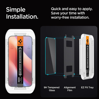 Spigen Screenprotector geschikt voor iPhone 16 Pro - Tempered Glas met Montage 2 stuks - Transparant