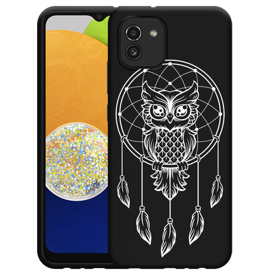 Cazy Hoesje Zwart geschikt voor Samsung Galaxy A03 - Dream Owl Mandala