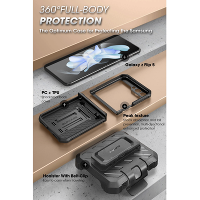 Supcase Unicorn Beetle Pro Hoesje - Hoesje geschikt voor Samsung Galaxy Z Flip5 - Zwart