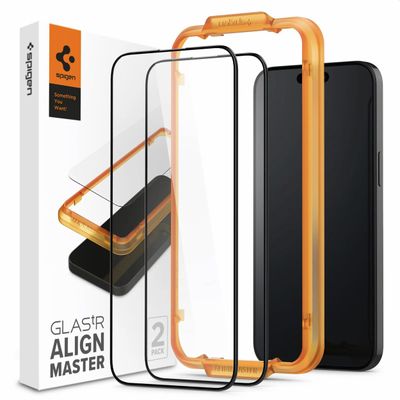 Spigen iPhone 15 AlignMaster Full Cover Glass (2 Pack) - AGL06906