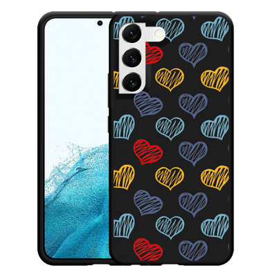 Cazy Hoesje Zwart geschikt voor Samsung Galaxy S22+ - Doodle hearts