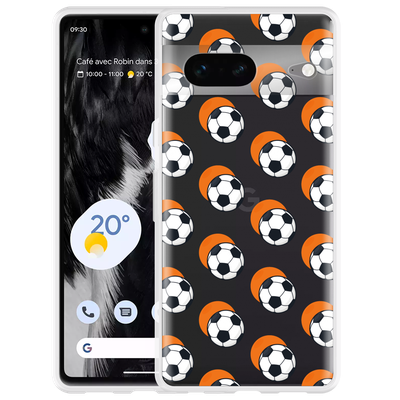 Cazy Hoesje geschikt voor Google Pixel 7 - Soccer Ball Orange