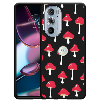 Cazy Hoesje Zwart geschikt voor Motorola Edge 30 Pro - Paddenstoelen