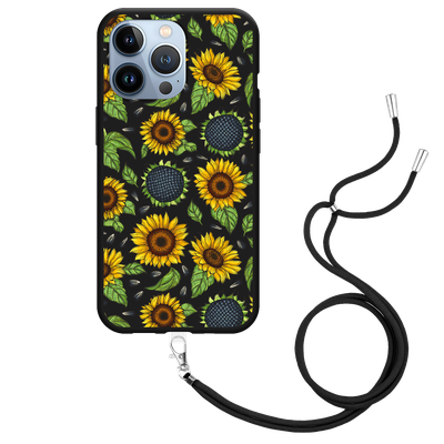 Cazy Hoesje met Koord Zwart geschikt voor iPhone 13 Pro - Sunflowers