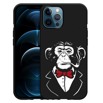 Cazy Hoesje Zwart geschikt voor iPhone 12 Pro Max - Smoking Chimp