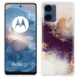 Hoesje geschikt voor Motorola Moto G04/G04s/G24/G24 Power Paars Goud Marmer