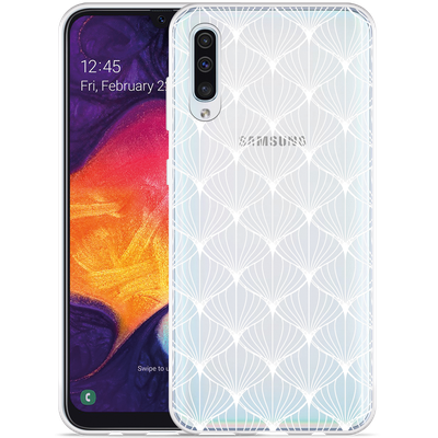 Cazy Hoesje geschikt voor Samsung Galaxy A50 - White Pattern