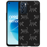 Hoesje Zwart geschikt voor Oppo Reno6 5G - Geometric Cats