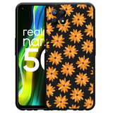 Hoesje Zwart geschikt voor Realme Narzo 50 - Oranje Bloemen