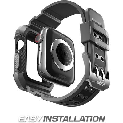 Supcase Unicorn Beetle Pro Full Cover Case geschikt voor Apple Watch 4/5/6/SE 44mm Bandje - zwart