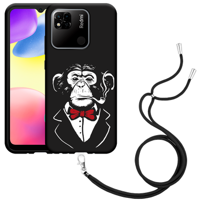Cazy Hoesje met koord Zwart geschikt voor Xiaomi Redmi 10A Smoking Chimp