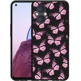 Cazy Hoesje Zwart geschikt voor OnePlus Nord N20 - Roze Vlinders