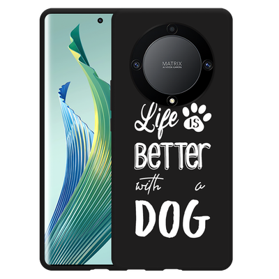 Cazy Hoesje Zwart geschikt voor Honor Magic5 Lite Life Is Better With a Dog Wit