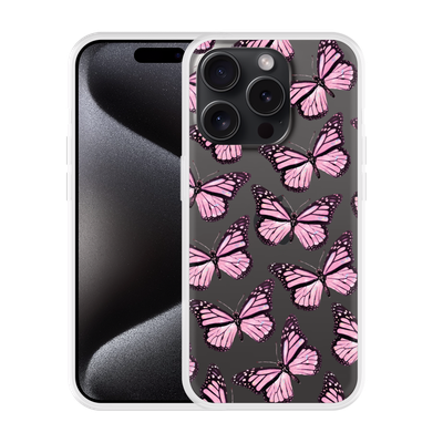 Cazy Hoesje geschikt voor iPhone 15 Pro Roze Vlinders