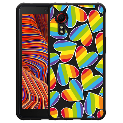 Cazy Hoesje Zwart geschikt voor Samsung Galaxy Xcover 5 - Regenboog Hartjes