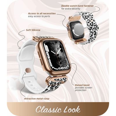 Supcase Cosmo Luxe Case geschikt voor Apple Watch 44/45mm/Ultra Bandje - Panterprint Wit