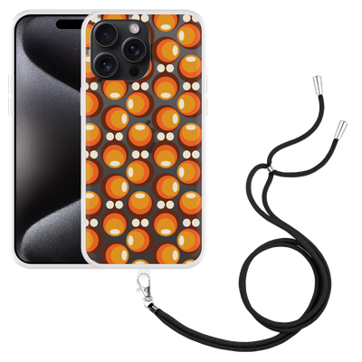 Cazy Hoesje met koord geschikt voor iPhone 15 Pro Max 70s Oranje