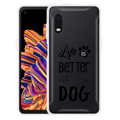 Cazy Hoesje geschikt voor Samsung Galaxy Xcover Pro - Life Is Better With a Dog Zwart