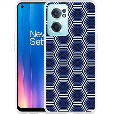 Cazy Hoesje geschikt voor OnePlus Nord CE2 - Blauwe Hexagons