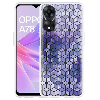 Cazy Hoesje geschikt voor Oppo A78 5G Paars Hexagon Marmer