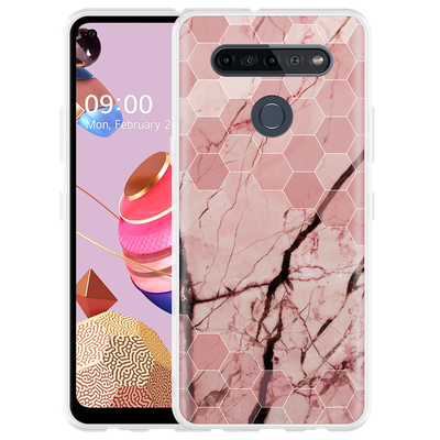 Cazy Hoesje geschikt voor LG K51S - Pink Marble