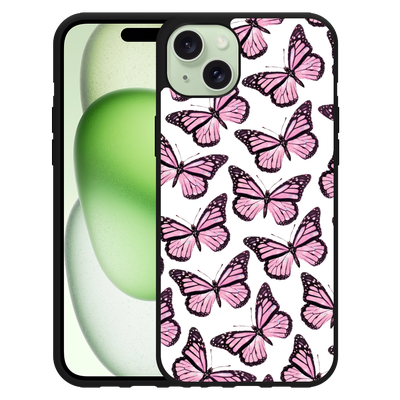 Cazy Hardcase Hoesje geschikt voor iPhone 15 Plus Roze Vlinders