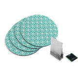4 Rubberen Onderzetters - Design Turquoise Geometrie - Rond