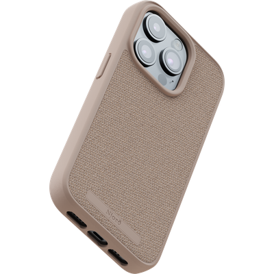 Njord Collections Fabric Hoesje geschikt voor iPhone 15 Pro - Premium Stof - 100% gerecycled materiaal - Pink Sand