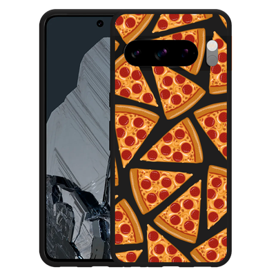 Cazy Hoesje Zwart geschikt voor Google Pixel 8 Pro Pizza Party