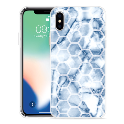 Cazy Hoesje geschikt voor iPhone X - Blue Marble Hexagon