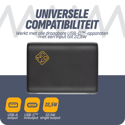 Cazy USB-C PD Powerbank 10.000mAh - Zwart