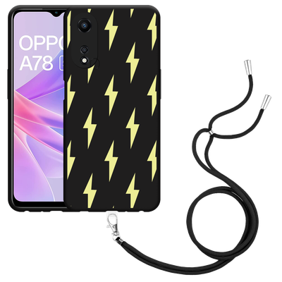 Cazy Hoesje met koord Zwart geschikt voor Oppo A78 5G Lightning