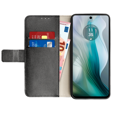 Cazy Hoesje geschikt voor Motorola Moto E14 - Bookcase Classic met Pasjeshouder - Zwart