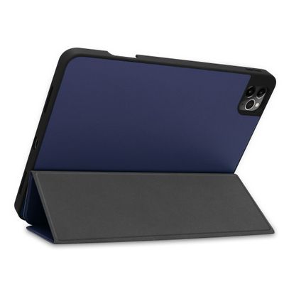Cazy Hoes geschikt voor iPad Pro 12.9 2020 (4th Gen) - TriFold Tablet Smart Cover met Penhouder - Blauw