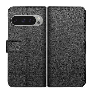 Cazy Hoesje geschikt voor Google Pixel 9 / 9 Pro - Bookcase Classic met Pasjeshouder - Zwart