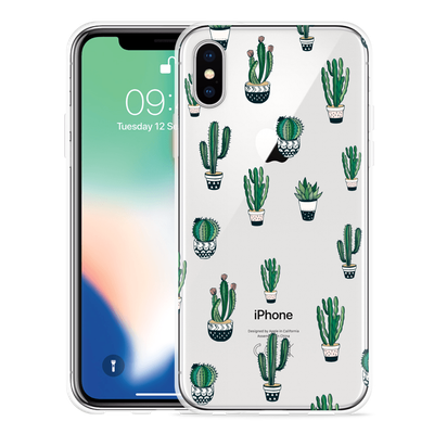 Cazy Hoesje geschikt voor iPhone Xs - Green Cactus