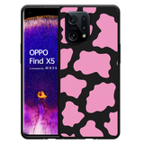 Hoesje Zwart geschikt voor Oppo Find X5 - Roze Koeienvlekken