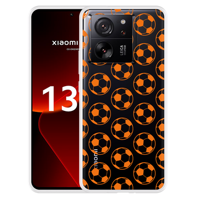 Cazy Hoesje geschikt voor Xiaomi 13T/13T Pro Orange Soccer Balls