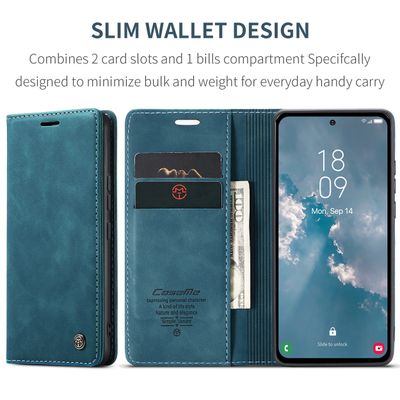 CASEME Samsung Galaxy A54 Retro Wallet Case - Blue